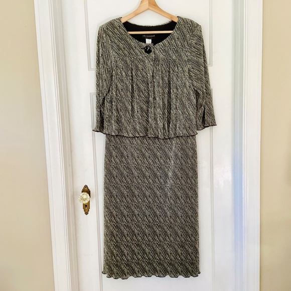 Vtg CONNECTED APPAREL Micro Pleat Built-in Jacket Dress Midi Size 10 Elegant - Picture 14 of 14